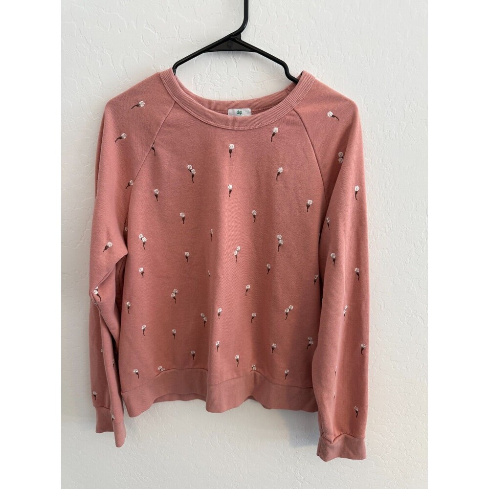 Womens Floral Embroidered Crewneck